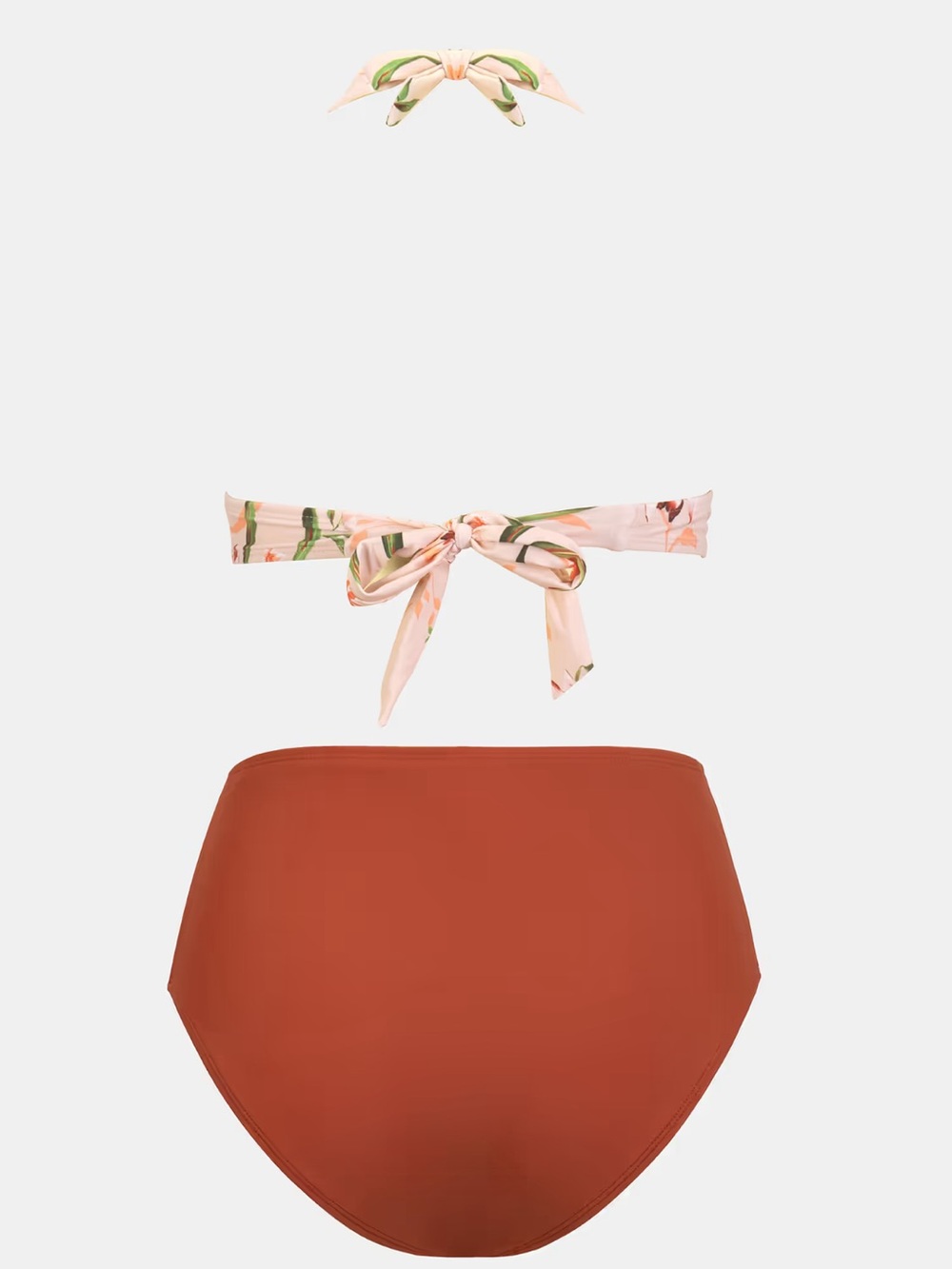 Cupshe Floral Halter Bikini Set - Light Pink & Rust - Picture 5 of 8